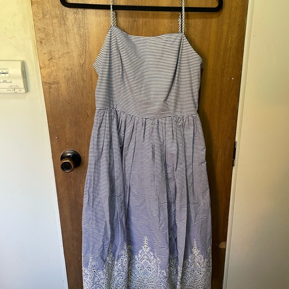 Striped Maxi Dress with Lace Hem